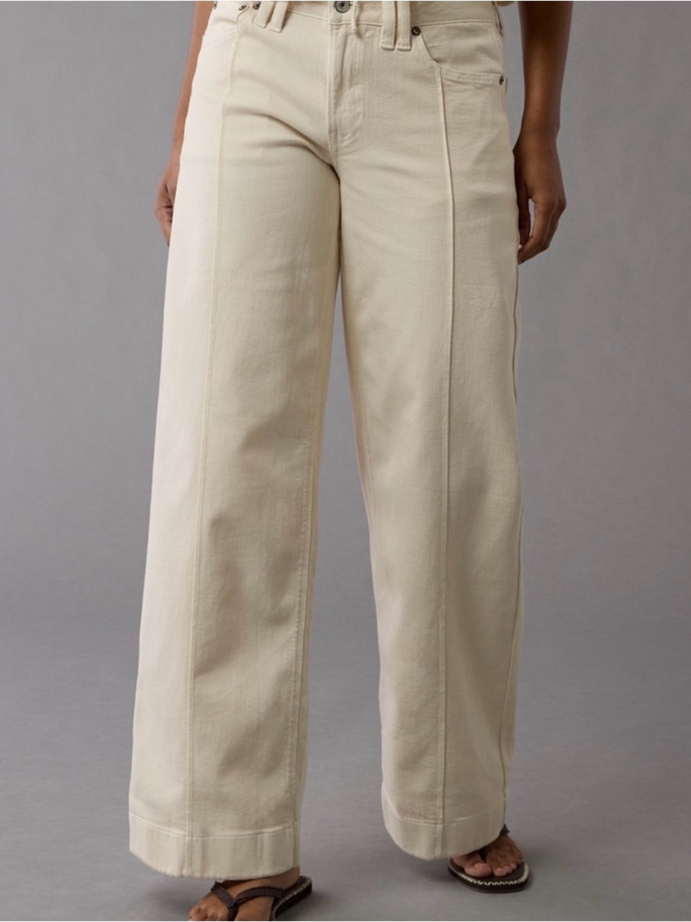Low rise baggy Wide Leg Cream Dreamy Drape American Eagle
